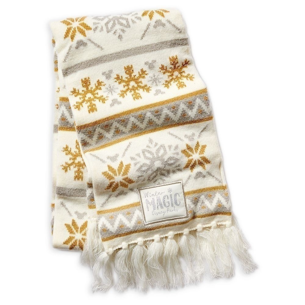 Disney Parks Silver and Gold Knit Scarf for Adults